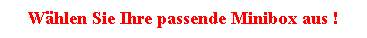 Textfeld: Whlen Sie Ihre passende Minibox aus !
